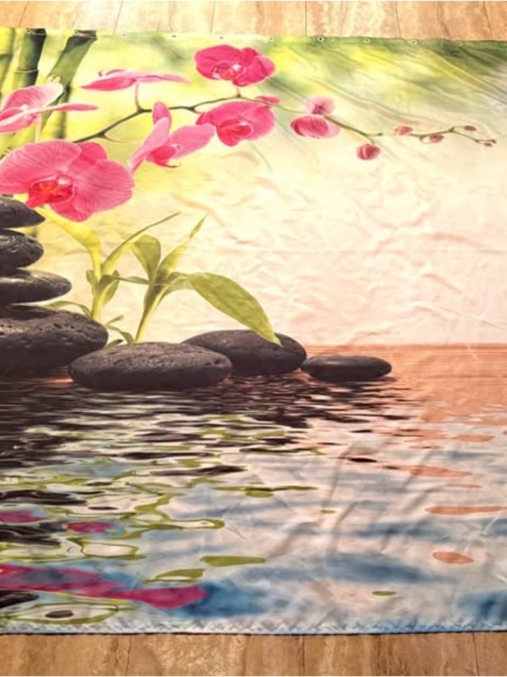 Asian Spa Zen Shower Curtain w/ Liner & Hooks